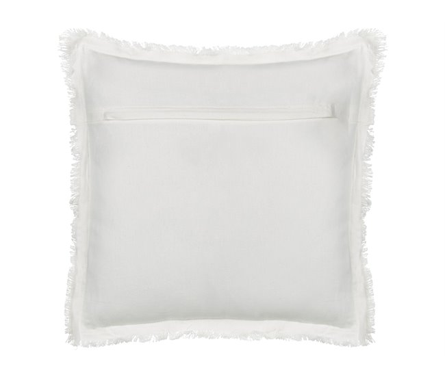 Conforama Conjunto De 2 Cojines De Algodón Blanco Y Azul Con Flecos Motivo Floral 45 X 45 Cm CYANOTIS