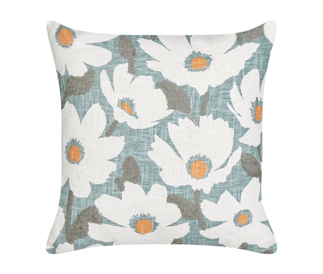 Conforama Conjunto De 2 Cojines De Algodón Motivo Floral Azul 45 X 45 Cm JATROPHA