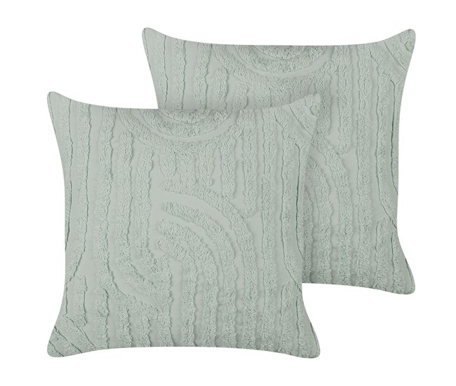Conforama Conjunto de 2 cojines de algodón verde 45 x 45 cm TELLIMA