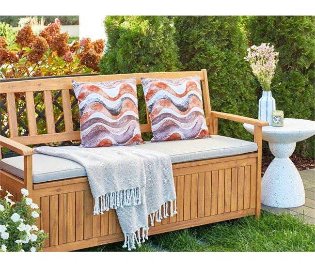 Conforama Conjunto De 2 Cojines De Jardín Estampado Abstracto 45 X 45 Cm Marrón SEBORGA