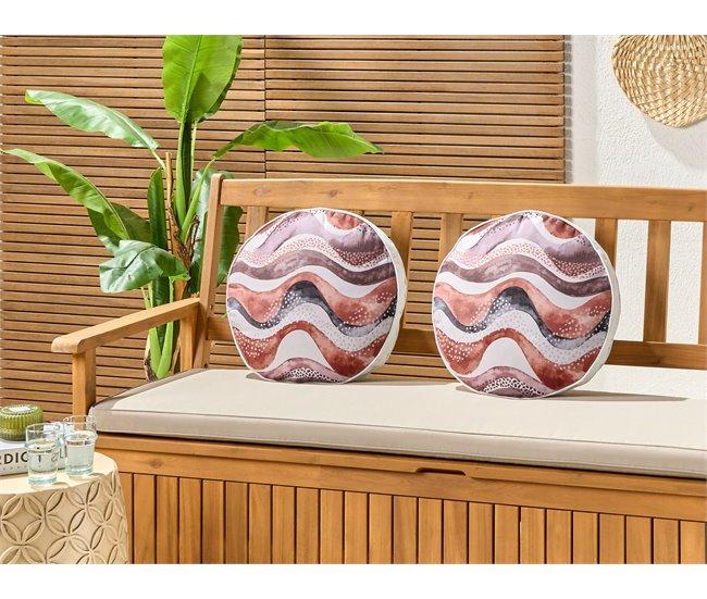 Conforama Conjunto De 2 Cojines De Jardín Estampado Abstracto ⌀ 40 Cm Marrón SEBORGA