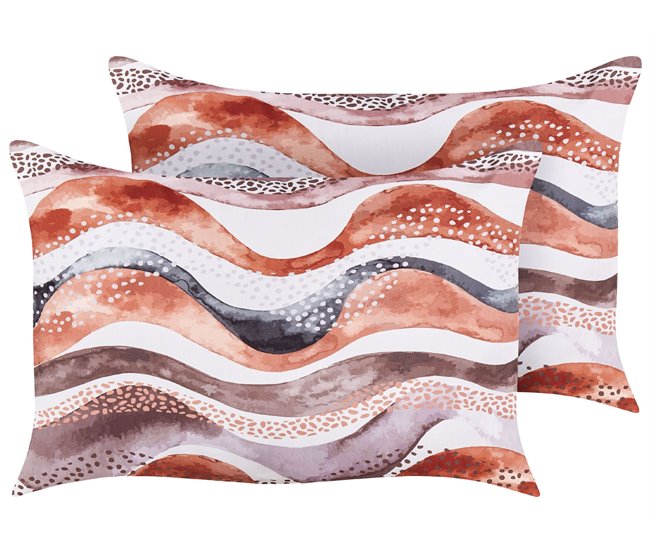 Conforama Conjunto de 2 cojines de jardín estampado abstracto 40 x 60 cm marrón SEBORGA