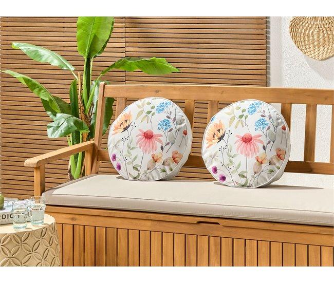 Conforama Conjunto De 2 Cojines De Jardín Estampado Floral ⌀ 40 Cm Multicolor MONESI
