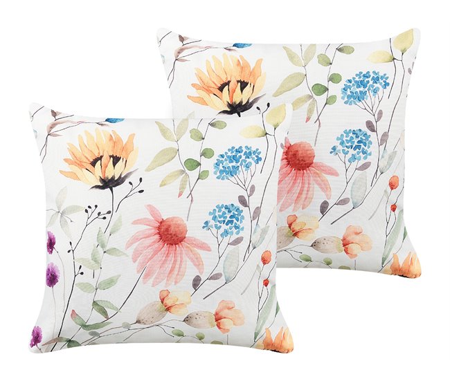 Conforama Conjunto de 2 cojines de jardín estampado floral 45 x 45 cm multicolor MONESI