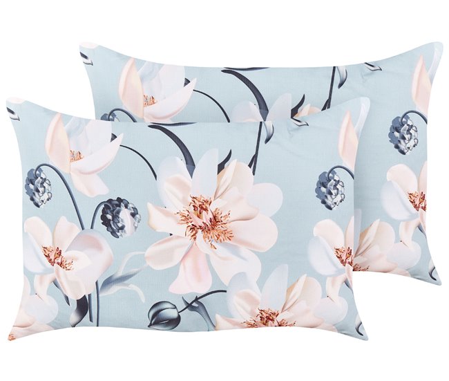 Conforama Conjunto de 2 cojines de jardín estampado floral 40 x 60 cm azul APRICALE