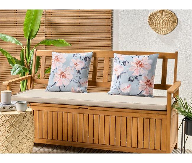 Conforama Conjunto De 2 Cojines De Jardín Estampado Floral 45 X 45 Cm Azul APRICALE