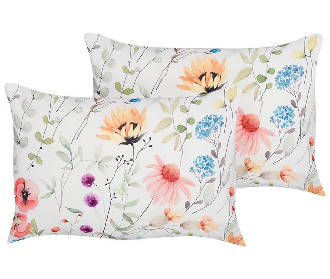 Conforama Conjunto de 2 cojines de jardín estampado floral 40 x 60 cm multicolor MONESI