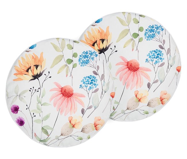 Conforama Conjunto de 2 cojines de jardín estampado floral ⌀ 40 cm multicolor MONESI