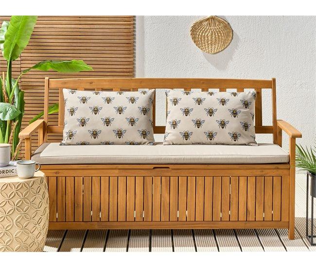 Conforama Conjunto De 2 Cojines De Jardín Motivo Abejas 40 X 60 Cm Beige CANNETO