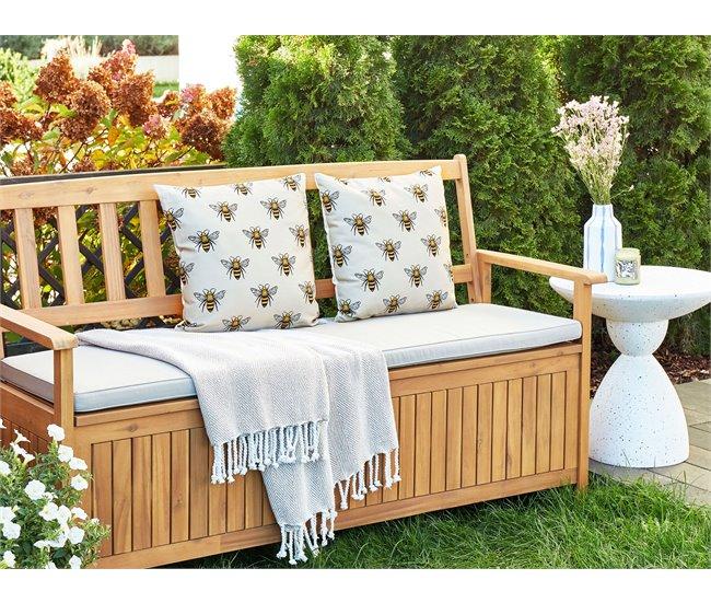 Conforama Conjunto De 2 Cojines De Jardín Motivo Abejas 45 X 45 Cm Beige CANNETO