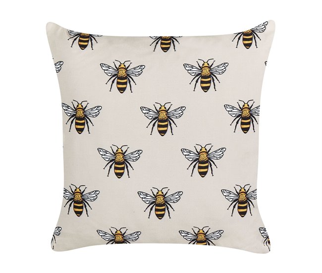 Conforama Conjunto De 2 Cojines De Jardín Motivo Abejas 45 X 45 Cm Beige CANNETO