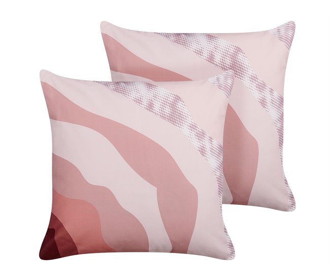 Conforama Conjunto de 2 cojines de jardín motivo abstracto 45 x 45 cm rosa CAMPEI