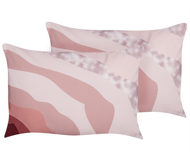 Conforama Conjunto de 2 cojines de jardín motivo abstracto 40 x 60 cm rosa CAMPEI