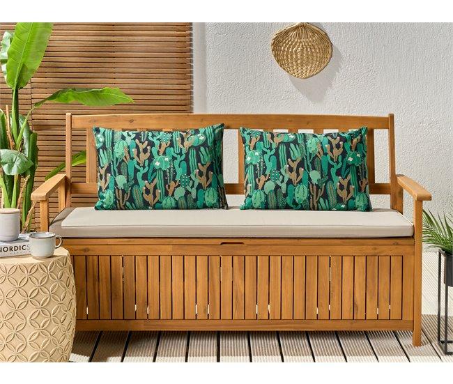 Conforama Conjunto De 2 Cojines De Jardín Motivo Cactus 40 X 60 Cm Verde BUSSANA