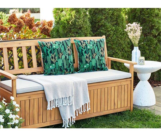 Conforama Conjunto De 2 Cojines De Jardín Motivo Cactus 45 X 45 Cm Verde BUSSANA