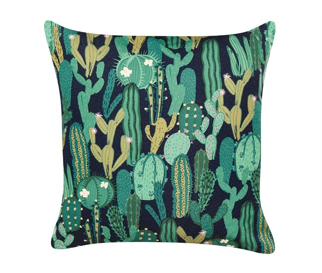 Conforama Conjunto De 2 Cojines De Jardín Motivo Cactus 45 X 45 Cm Verde BUSSANA