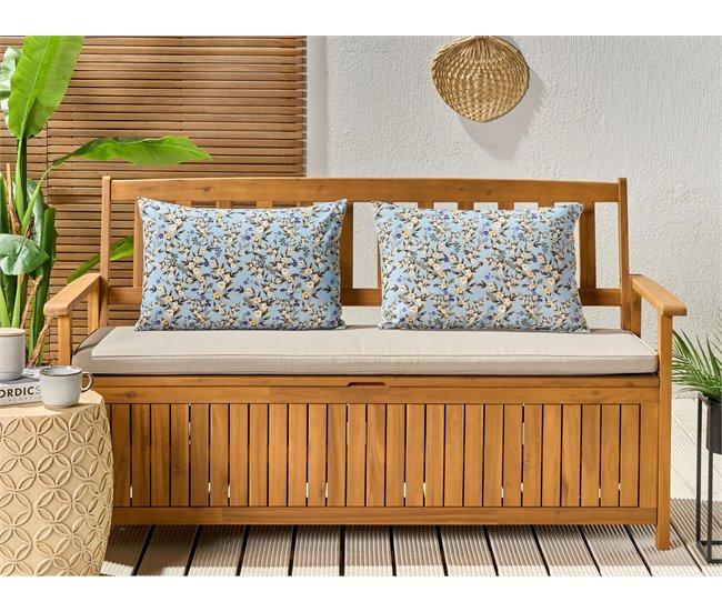 Conforama Conjunto De 2 Cojines De Jardín Motivo Floral 40 X 60 Cm Azul VALLORIA