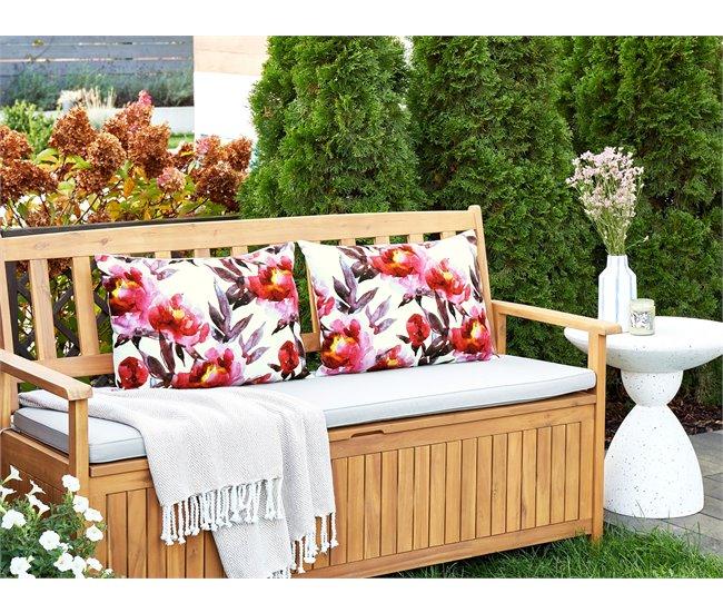 Conforama Conjunto De 2 Cojines De Jardín Motivo Floral 40 X 60 Cm Blanco Y Rosa LANROSSO