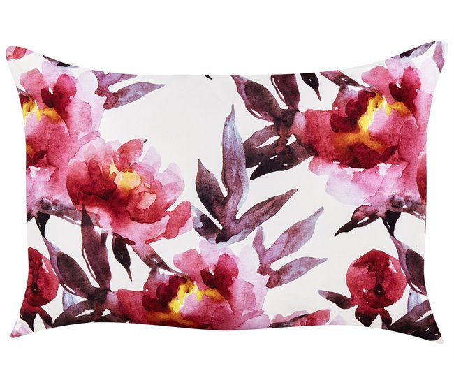 Conforama Conjunto De 2 Cojines De Jardín Motivo Floral 40 X 60 Cm Blanco Y Rosa LANROSSO