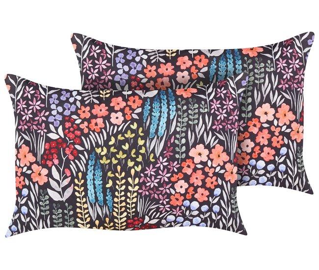 Conforama Conjunto de 2 cojines de jardín motivo floral 40 x 60 cm multicolor CASTELARO