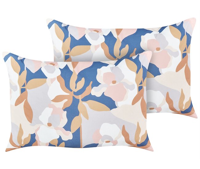 Conforama Conjunto de 2 cojines de jardín motivo floral 40 x 60 cm multicolor VEREZZI