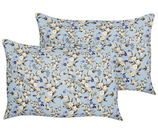 Conforama Conjunto de 2 cojines de jardín motivo floral 40 x 60 cm azul VALLORIA
