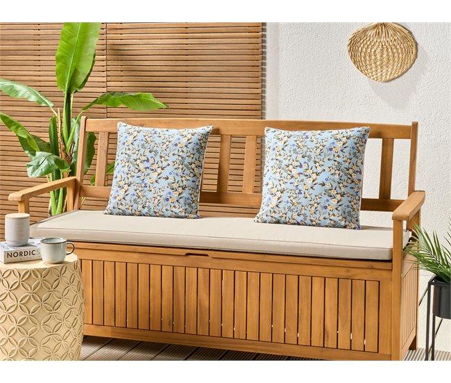 Conforama Conjunto De 2 Cojines De Jardín Motivo Floral 45 X 45 Cm Azul VALLORIA