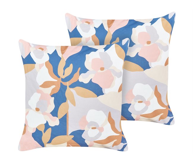 Conforama Conjunto de 2 cojines de jardín motivo floral 45 x 45 cm multicolor VEREZZI