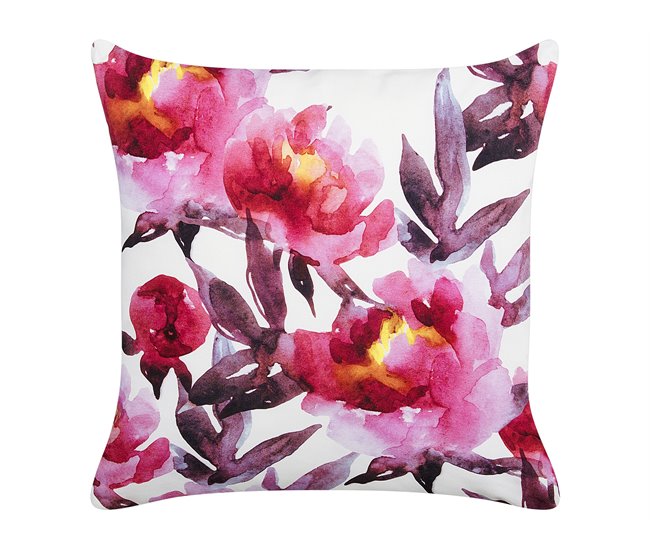 Conforama Conjunto De 2 Cojines De Jardín Motivo Floral 45 X 45 Cm Blanco Y Rosa LANROSSO