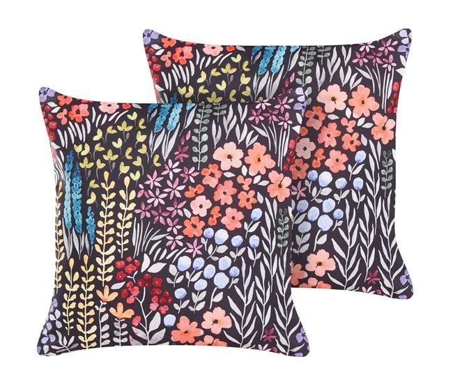 Conforama Conjunto de 2 cojines de jardín motivo floral 45 x 45 cm multicolor CASTELARO