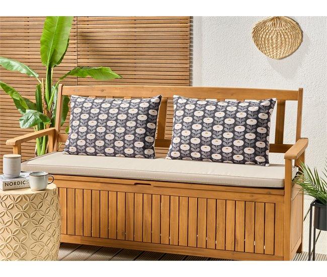 Conforama Conjunto De 2 Cojines De Jardín Motivo Geométrico 40 X 60 Cm Gris VALSORDA
