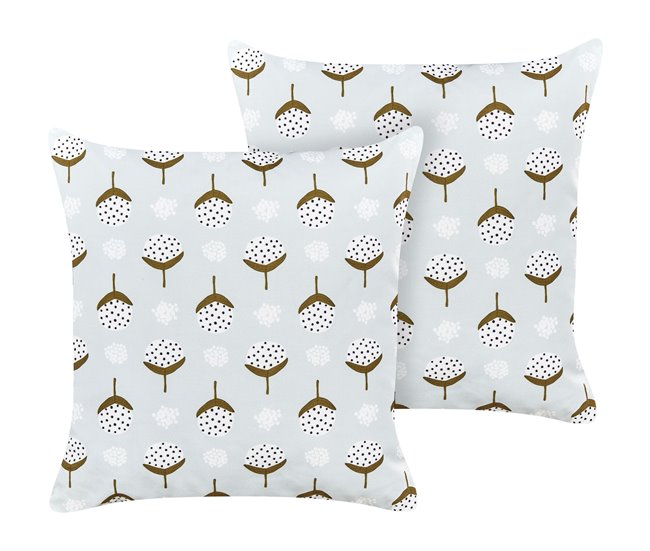 Conforama Conjunto de 2 cojines de jardín motivo geométrico 45 x 45 cm verde claro CUNEO