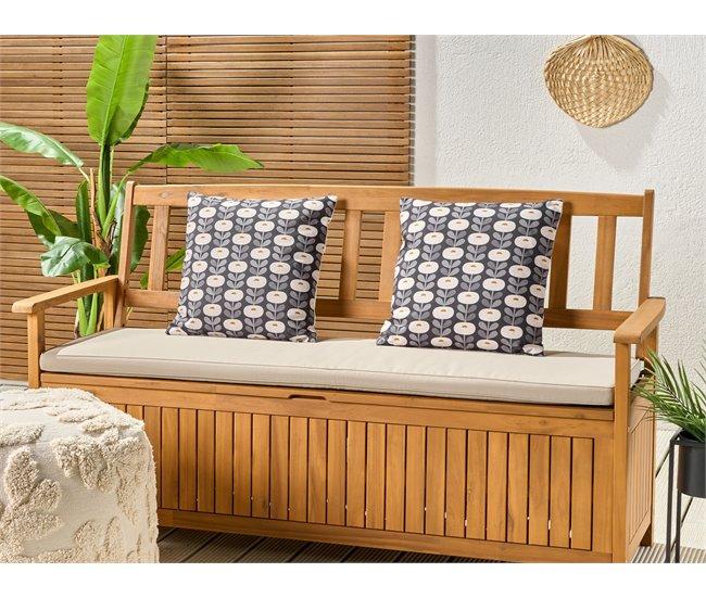 Conforama Conjunto De 2 Cojines De Jardín Motivo Geométrico 45 X 45 Cm Gris VALSORDA