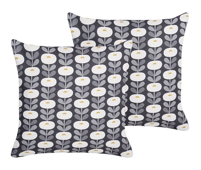 Conforama Conjunto de 2 cojines de jardín motivo geométrico 45 x 45 cm gris VALSORDA