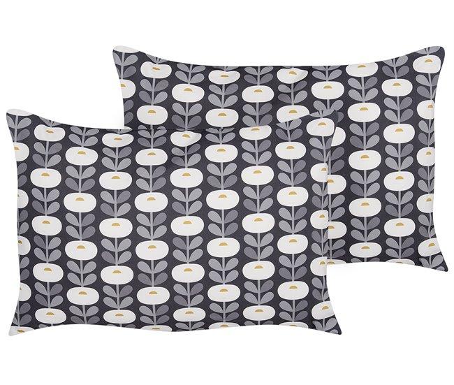 Conforama Conjunto de 2 cojines de jardín motivo geométrico 40 x 60 cm gris VALSORDA