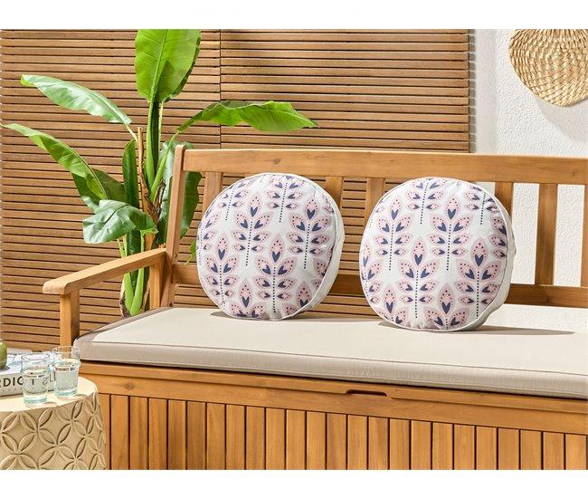 Conforama Conjunto De 2 Cojines De Jardín Motivo Hojas ⌀ 40 Cm Beige TORRETTA