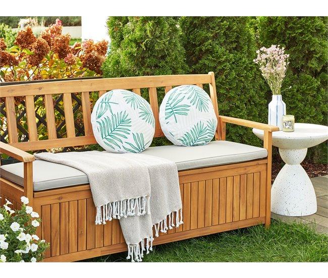 Conforama Conjunto De 2 Cojines De Jardín Motivo Hojas ⌀ 40 Cm Beige Y Verde POGGIO