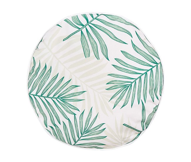 Conforama Conjunto De 2 Cojines De Jardín Motivo Hojas ⌀ 40 Cm Beige Y Verde POGGIO