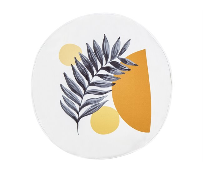 Conforama Conjunto De 2 Cojines De Jardín Motivo Hojas ⌀ 40 Cm Blanco VIOZENE
