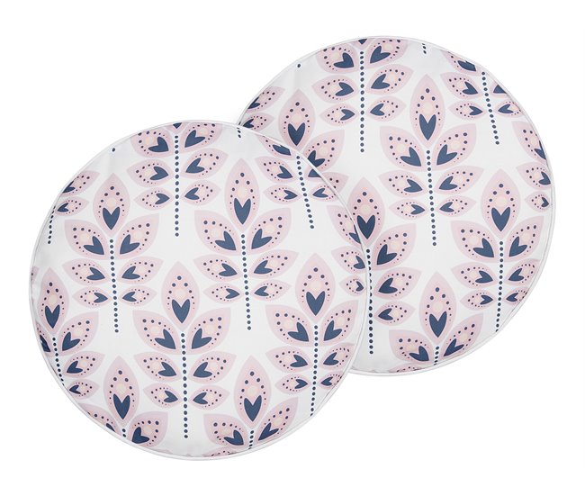 Conforama Conjunto de 2 cojines de jardín motivo hojas ⌀ 40 cm beige TORRETTA