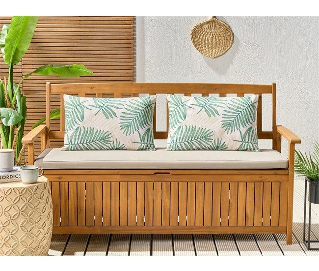 Conforama Conjunto De 2 Cojines De Jardín Motivo Hojas 40 X 60 Cm Beige Y Verde POGGIO