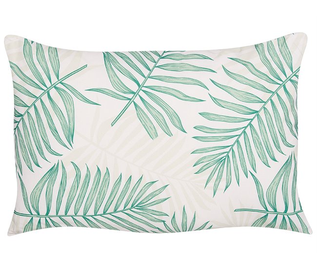 Conforama Conjunto De 2 Cojines De Jardín Motivo Hojas 40 X 60 Cm Beige Y Verde POGGIO