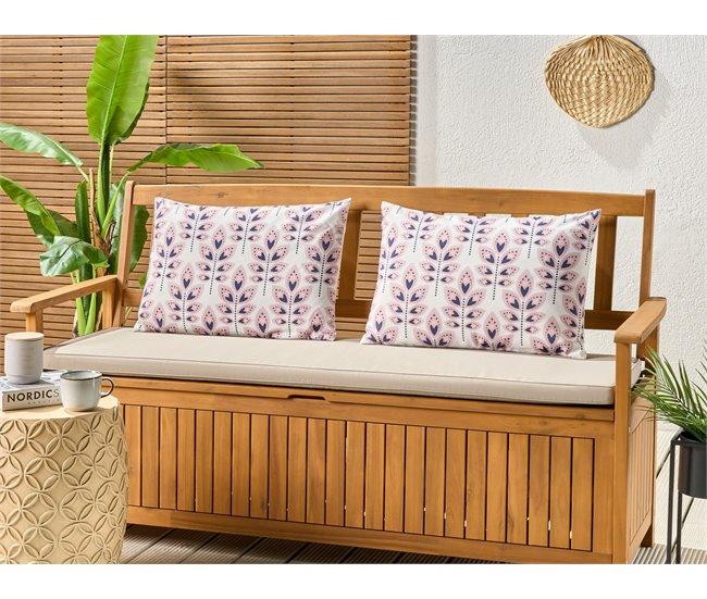 Conforama Conjunto De 2 Cojines De Jardín Motivo Hojas 40 X 60 Cm Beige TORRETTA