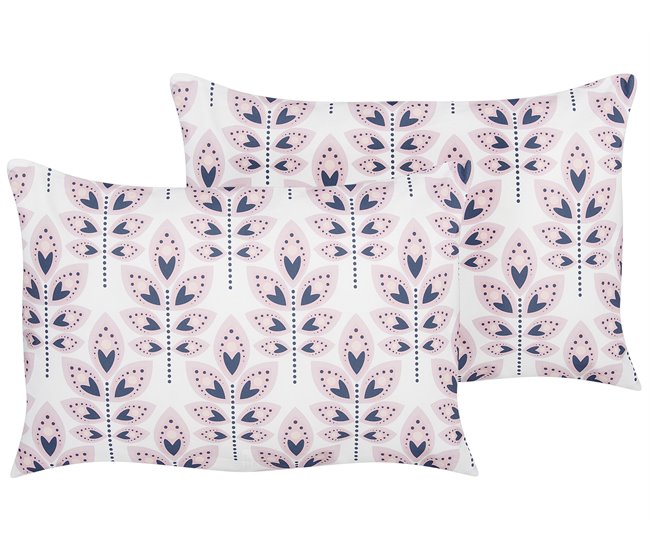 Conforama Conjunto de 2 cojines de jardín motivo hojas 40 x 60 cm beige TORRETTA