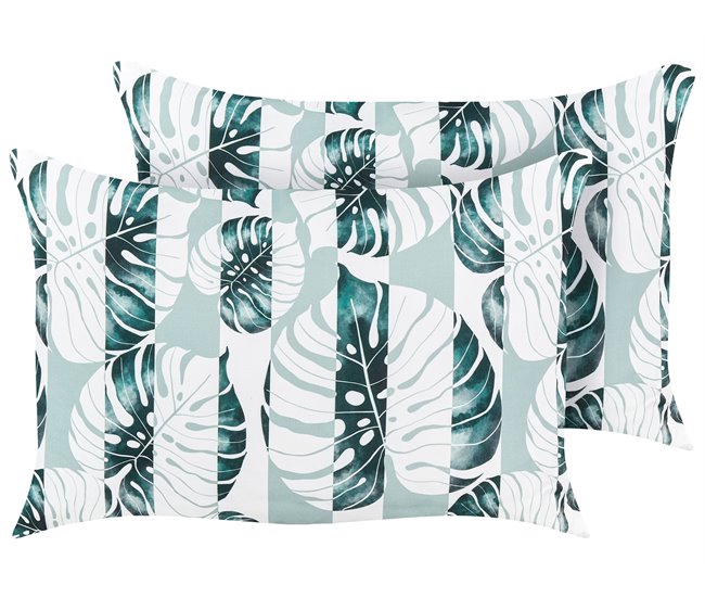 Conforama Conjunto de 2 cojines de jardín motivo hojas 40 x 60 cm verde TERMINI