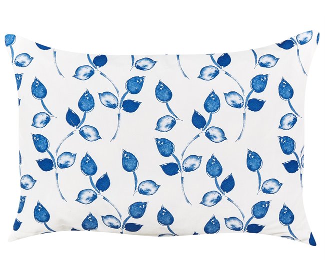 Conforama Conjunto De 2 Cojines De Jardín Motivo Hojas 40 X 60 Cm Blanco Y Azul TORBORA