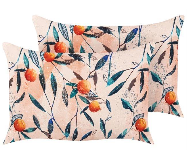 Conforama Conjunto de 2 cojines de jardín motivo hojas 40 x 60 cm multicolor PIALPETTA