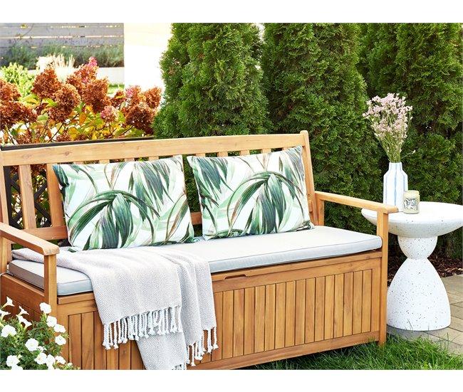 Conforama Conjunto De 2 Cojines De Jardín Motivo Hojas 40 X 60 Cm Verde Y Blanco CALDERINA