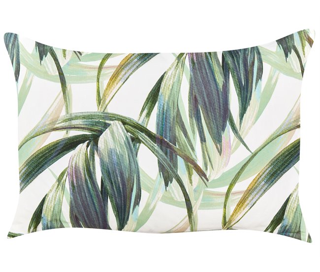 Conforama Conjunto De 2 Cojines De Jardín Motivo Hojas 40 X 60 Cm Verde Y Blanco CALDERINA