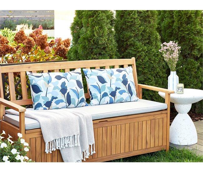 Conforama Conjunto De 2 Cojines De Jardín Motivo Hojas 40 X 60 Cm Azul VEGLINO